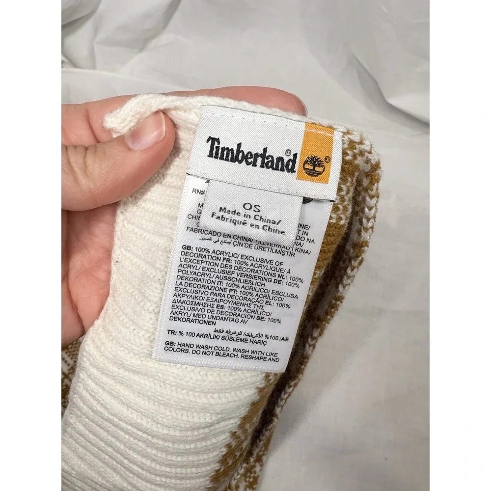 Timberland Plaid‎ Knit Scarf Brown White OS Acrylic Winter Cold Weather T101808